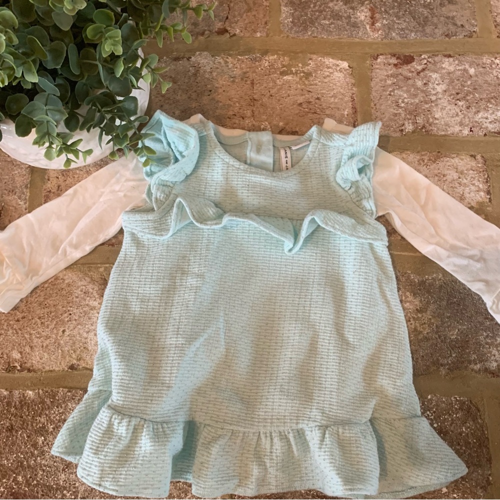 Janie and Jack | BUNDLE | Girls Light Blue Ruffle Top | 3-6 Months Summer